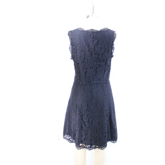 Joie Black Allover Floral Lace Nikolina B Dress Cotton Nylon Sleeveless V-neck M - Picture 8 of 16